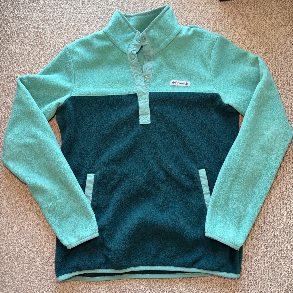 Columbia Teal And Dark Green Fleece Pullover